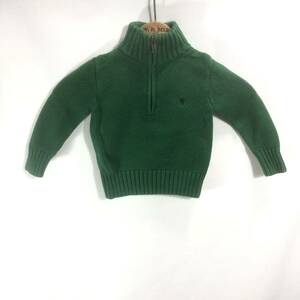 # for children Polo Ralph Lauren half Zip cotton knitted sweater green Polo by Ralph Lauren embroidery Logo one Point old clothes size 2T#