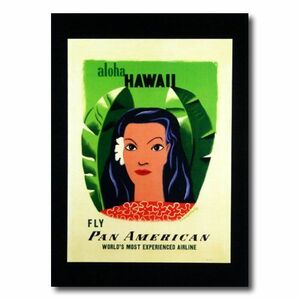 ハワイアンポスター エアラインシリーズ A-33 「パンナム （女の人の顔 ）」 サイズ：29×21.5cm アメリカ雑貨 アメリ