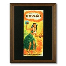 ハワイアンポスター フラガールシリーズ HAWAII WITH STREET MAP OF HONOLULU パンアメリカン航空_画像2