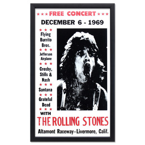 額入りバンドポスター THE ROLLING STONES ローリング・ストーンズ DECEMBER 6 1969 サイズ：36.
