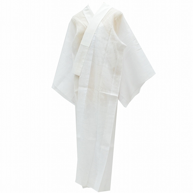 小紋 単衣 リサイクル着物 正絹 縮緬 仕立て上がり 女性 白系 花文様 
