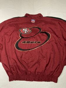 ◆ PROLINE x NFL ◆ 90s 49ers サンフランシスコ フォーティナイナーズ BIGロゴ刺繍 zipup ナイロン チーム ジャケット XL