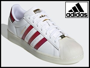 送料無料 新品 adidas アディダス 21AW H00232 SUPERSTAR スーパースター 天然ゴムソール スニーカー シューズ リサイクル 白 赤 27.0cm ①