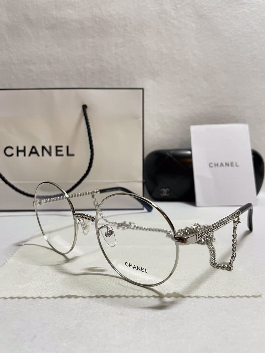 Chanel 伊達メガネ チェーン付き メガネのフレーム シルバー-