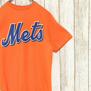 Majestic マジェスティック MLB NewYork Mets ニューヨーク・メッツ プリント Tシャツ S メジャーリーグ USA古着 アメリカ古着
