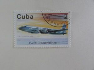 乗り物　キューバ　旅客機　1種　すみ　1988