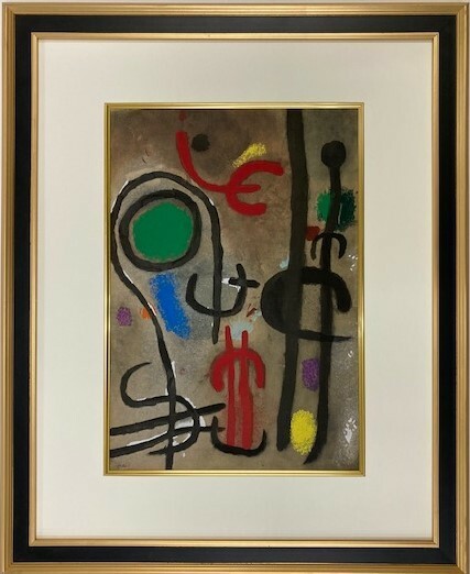 【特価】　≪　　 　ミロ　 　　≫　　オリジナル ポショワール【手彩色版画】 　FEMME ET OISEAUX DANS LA NUIT 　 1965年　 JOAN　MIRO