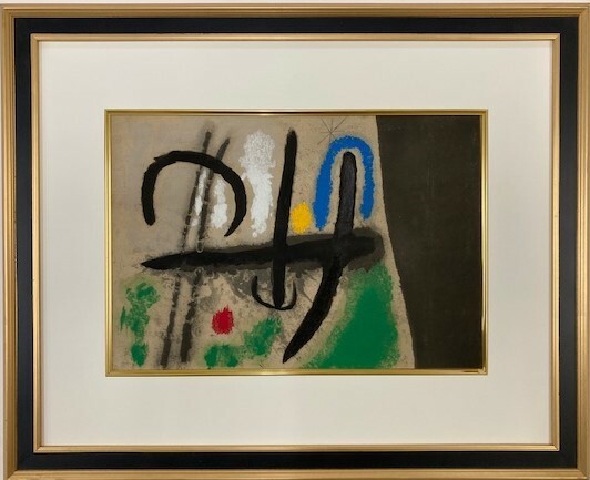 【特価】　≪　　 　ミロ　 　　≫　　オリジナル ポショワール【手彩色版画】 　OISEAUX DANS UN PAYSAGE 　 1965年　 JOAN　MIRO