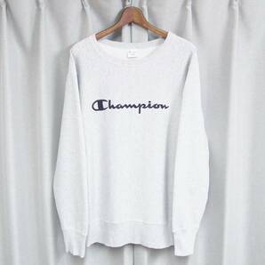 ◆青単色タグ復刻◆Champion チャンピオン リバースウィーブ スウェット グレー デカロゴ刺繍 REVERSE WEAVE 90s Y2K 古着女子 在原みゆ紀