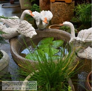 特価★ガーデニング ガーデン雑貨　ガーデンオーナメント 置物 オブジェ 玄関 庭 飾り花鉢 蓮 スワン 白鳥