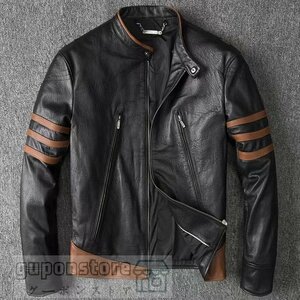 特売！高品質 羊革★メンズ秋バイクオートバイレザージャケットメンズシープスキンレザースリムライダース本革機関車服 サイズ選択可