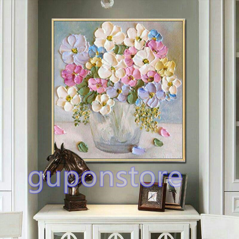 Art d'intérieur ☆ Peinture à l'huile peinte à la main, décoration florale tridimensionnelle, peinture, peinture à l'huile, Nature, Peinture de paysage
