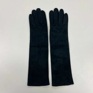 [ beautiful goods ] Le Ciel Bleu lady's suede leather long glove black leather gloves LE CIEL BLUE leather lining 