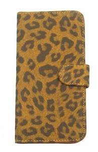 iPhone 6plus 手帳型 ケース 豹柄 レオパード 茶色 オレンジ 財布 ヒョウ柄 動物 全面保護 アイフォンケース