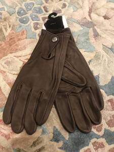  top class deerskin original leather * driving gloves *USA manufacture japanese M size about, button type 