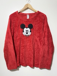 アメリカ輸入古着 Disney SLEEPWEAR ミッキーマウス パジャマ ルームウェア 2X 赤 レッド ふわふわ素材 スリープウェア レトロ トップス