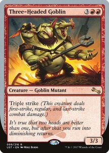 MTG ■赤/英語版■ 《Three-Headed Goblin》★銀枠FOIL★ Unstable UST