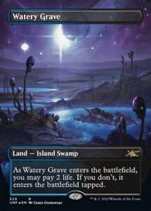 MTG ■土地/英語版■ 《湿った墓/Watery Grave》★ギャラクシーFOIL★ Unfinity UNF