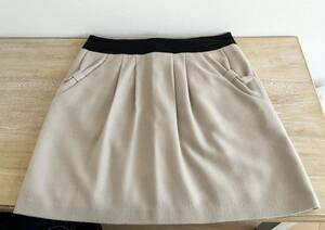 *[ Untitled UNTITLED ]* ribbon. pocket * waist switch * large size 44 17 number * skirt * beige lady's 
