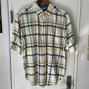 Woolrich ウールリッチ 半袖 チェック ボタンダウン シャツ グレー ブルー イエロー M