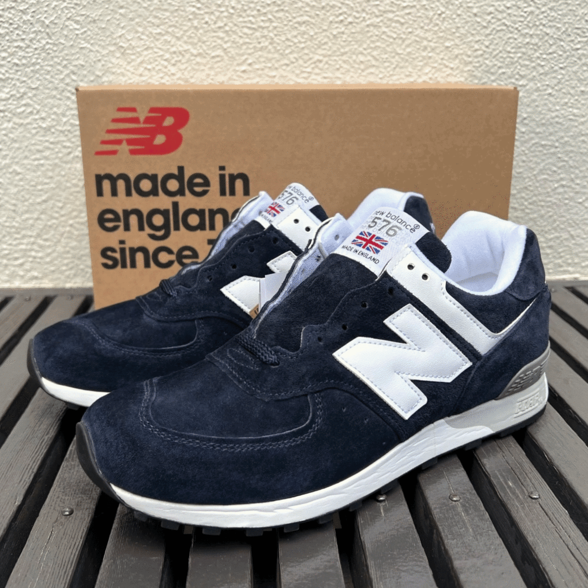 国内正規品 UK製 New Balance M576DNW ネイビー×ホワイト US8D 26cm 限定 イギリス英国製 NB スエード 紺 スニーカー Made In England