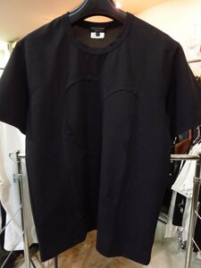 COMME des GARCONS HOMME PLUS コムデギャルソンオムプリュス 22SS (PI-T006) ポリエルテル 加工 プリント Ｔシャツ 黒 ブラック BLACK S