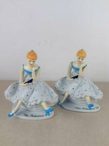 A4249☆The Fabulous ’50 陶器人形 女性 ワンピース 水玉 サングラス 人形 座っている女性 置物 コレクション