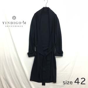 KZ5044★YINDIGO AM :WOOL ROBE★42★ネイビー インディゴエーエム ウールローブ ガウンコート