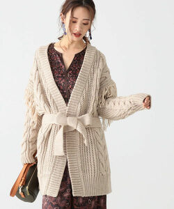  new goods Beams B:MING by BEAMS fringe knitted gown cardigan 