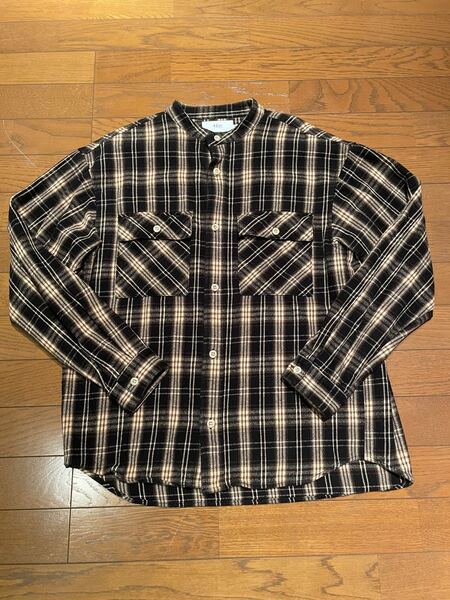 azul by moussy チェックシャツ ノーカラーシャツ