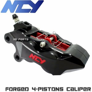 NCY 4POD鍛造ブレーキキャリパー黒 左側[ブレンボ40mmピッチ形状]専用ブレーキパッド付 PCX125/PCX150/ズーマーX/XR250モタード等