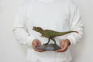HAOLONGGOOD 1/35 サイズ ティラノサウルス Tレックス 肉食 恐竜 リアル 科学 フィギュア おもちゃ 模型プレゼント塗装済 台座付きグリーン