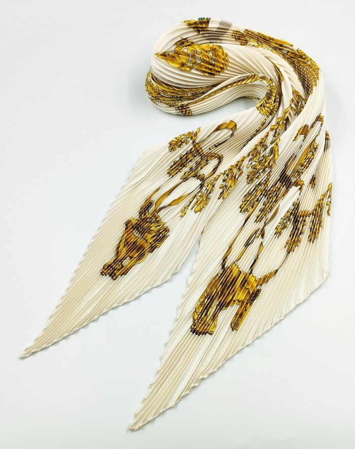 m2435 HERMES エルメス プリーツ スカーフ-