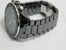 中古 EMPORIO ARMANI セラミカ メンズ 腕時計 AR-1424 クロノグラフ 3針 デイト SS セラミック クォーツ ブラック系 エンポリオアルマーニ_画像6