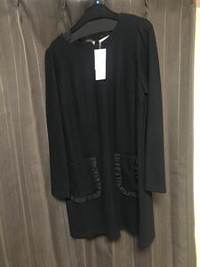  новый товар не использовался с биркой rose Tiara 42 размер оборка карман туника One-piece черный сверху товар модный свободно . большой 