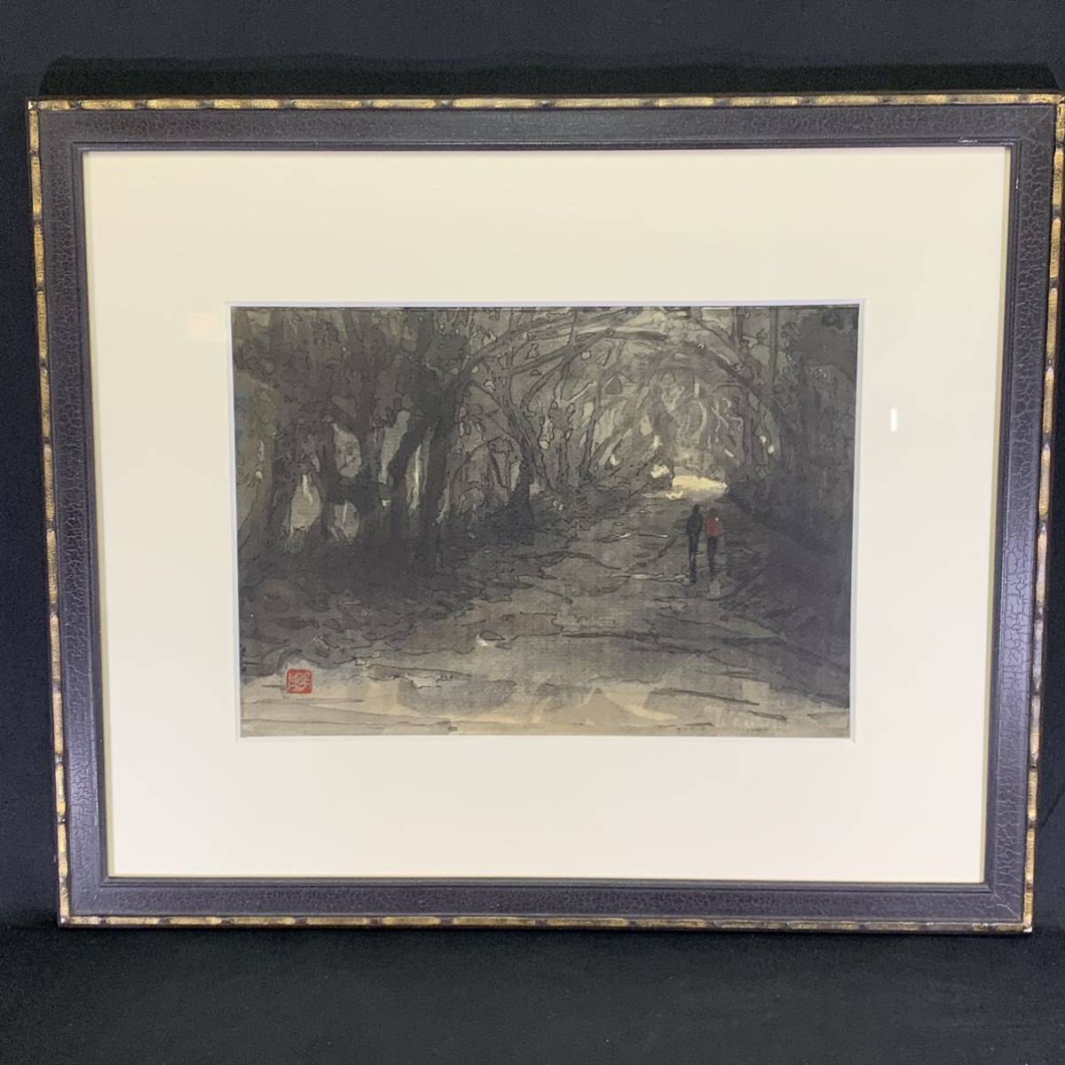 Cicada 56) Kito Masaru Yamatoji Whispering Alley watercolor painting, framed, size approx. 39 x 46.5 cm, Painting, watercolor, Nature, Landscape painting