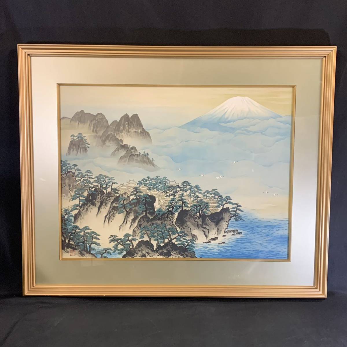 Sawa 66) Yokoyama Taikan Mt. Hourai Litografía pintura grande Tamaño del marco aprox. 70 x 86 cm Autenticidad garantizada, obra de arte, imprimir, litografía, litografía