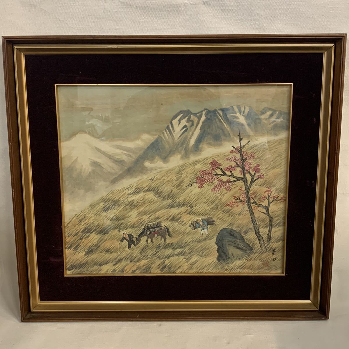 Красный 57) Ранда Мураками Японская картина Картина в рамке Размер рамы ок. 66 x 73 см. Подлинность гарантирована., рисование, Японская живопись, пейзаж, Фугецу