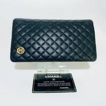 ★1円スタート★美品★カード★シール有★CHANEL シャネル ココマーク マトラッセ 長財布 ブラック レディース レザー ゴールド_画像1