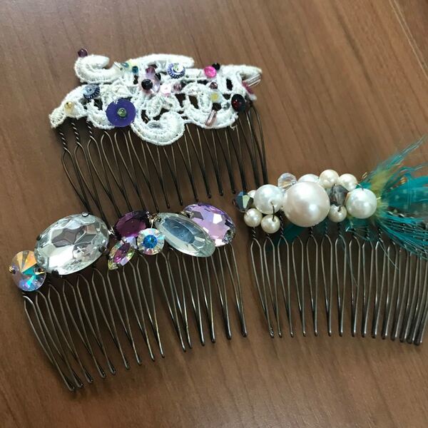 KAORU アトリエカオル ヘアアクセサリー ビジュー ヘアコーム 3個セット 髪飾り