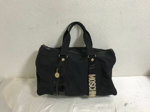 本物モスキーノMOSCHINO本革レザーナイロンビジネスバッグハンドミニボストンブリーフケースバック旅行トラベル黒ブラックレディース日本製