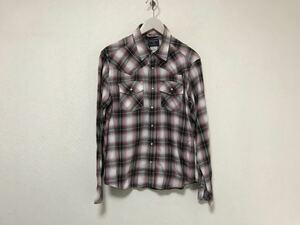 本物ウールリッチWOOLRICHコットンネルチェック柄ウエスタン長袖シャツメンズビジネススーツアメカジミリタリーワークサーフMピンク黒