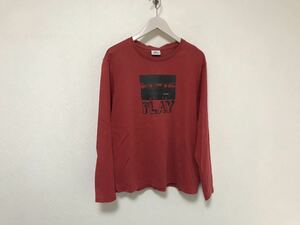 本物ラコステLACOSTEコットンプリント長袖TシャツロンTメンズアメカジミリタリーワークストリートL赤レッド5