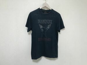 本物ロエンROENコットンダメージ加工プリント半袖Tシャツメンズビジネススーツアメカジミリタリーサーフ黒ブラック