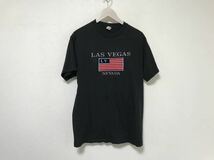 本物ラスベガスLASVEGASアメリカ国旗刺繍コットン半袖Tシャツメンズアメカジビジネススーツサーフストリート黒ブラックMヴィンテージ_画像1