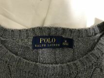 本物ポロラルフローレンPOLO RALPH LAURENコットンケーブルセーターニットメンズアメカジミリタリーサーフグレーM_画像5