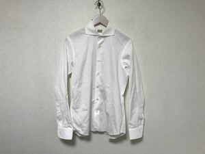 本物アングレーANGLAISコットンドレス長袖シャツメンズアメカジサーフミリタリービジネススーツ白ホワイト柄M日本製