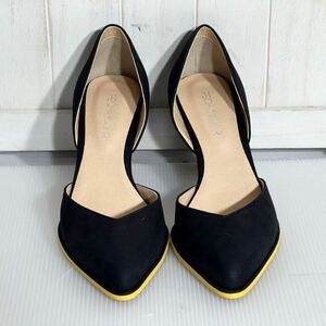 [ new goods / made in Japan ]PECHINCHAR - pen si car pumps heel 37/23~23.5cm heel 7.5 navy × yellow lady's shoes leather shoes yamadaya