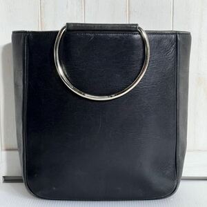 [ the first period ] Agnes * beige tote bag black [ made in Japan ] Sazaby silver metal fittings steering wheel bag handbag bag handbag Old / Vintage 