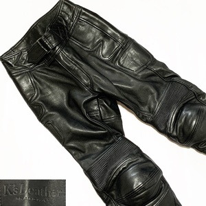 即決★K's Leather KADOYA★Mサイズ レザーライディングパンツ カドヤ ケーズレザー メンズ 黒 レザー 本革 ライダース ツーリング パッド